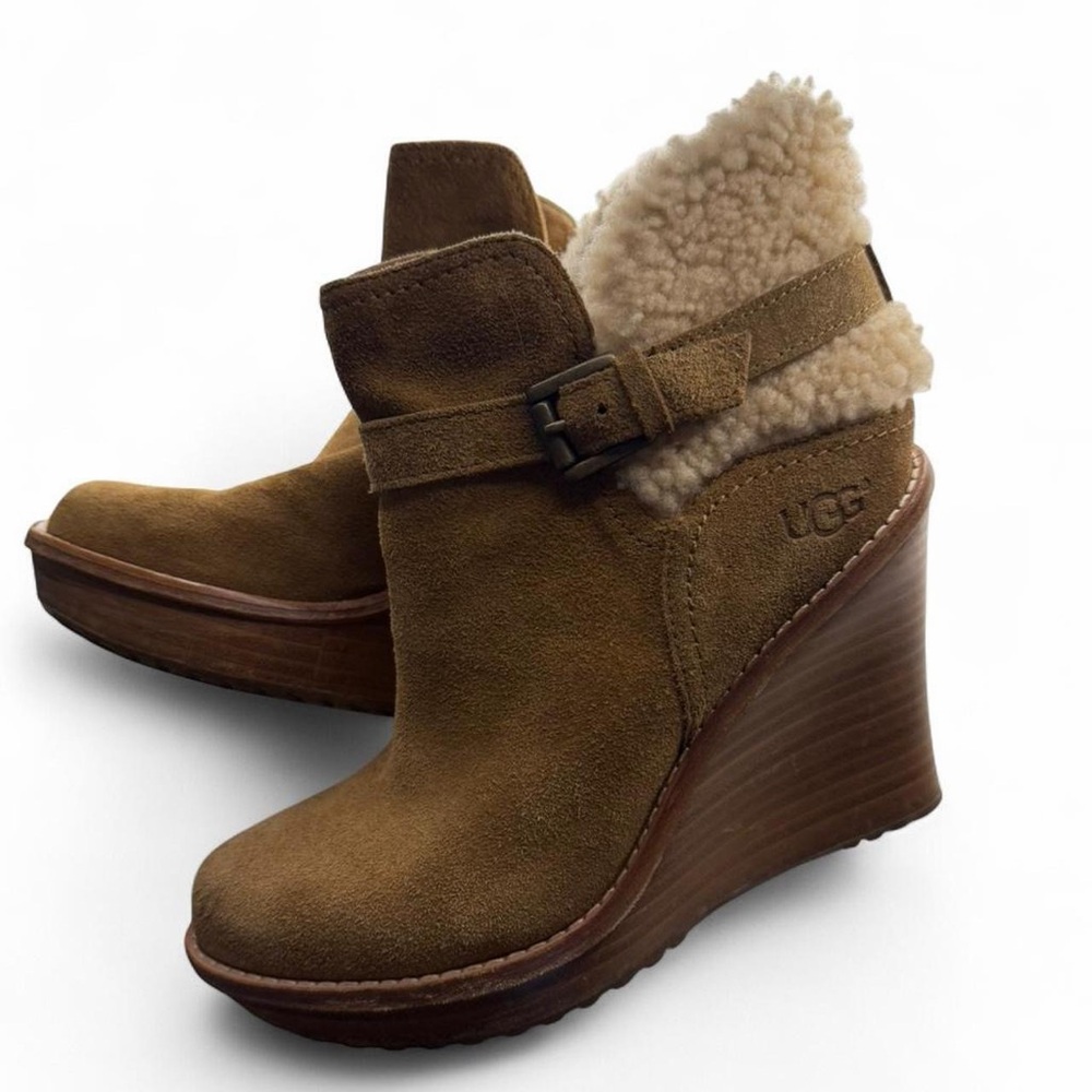 UGG Women's Vintage Tan Shearling Wedge Boots